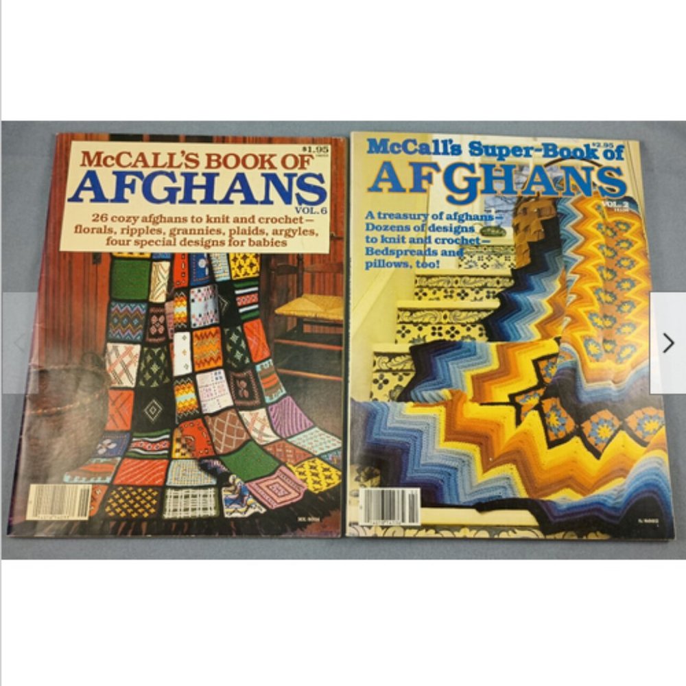 72 Patterns Knit Crochet McCalls Super Book Afghans Vol 2&6 Bedspreads Pillows